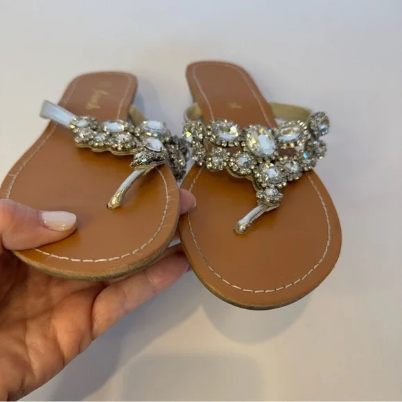 Flourish Silver Jeweled Sandals - Size 7.5 - Picture 9 of 14